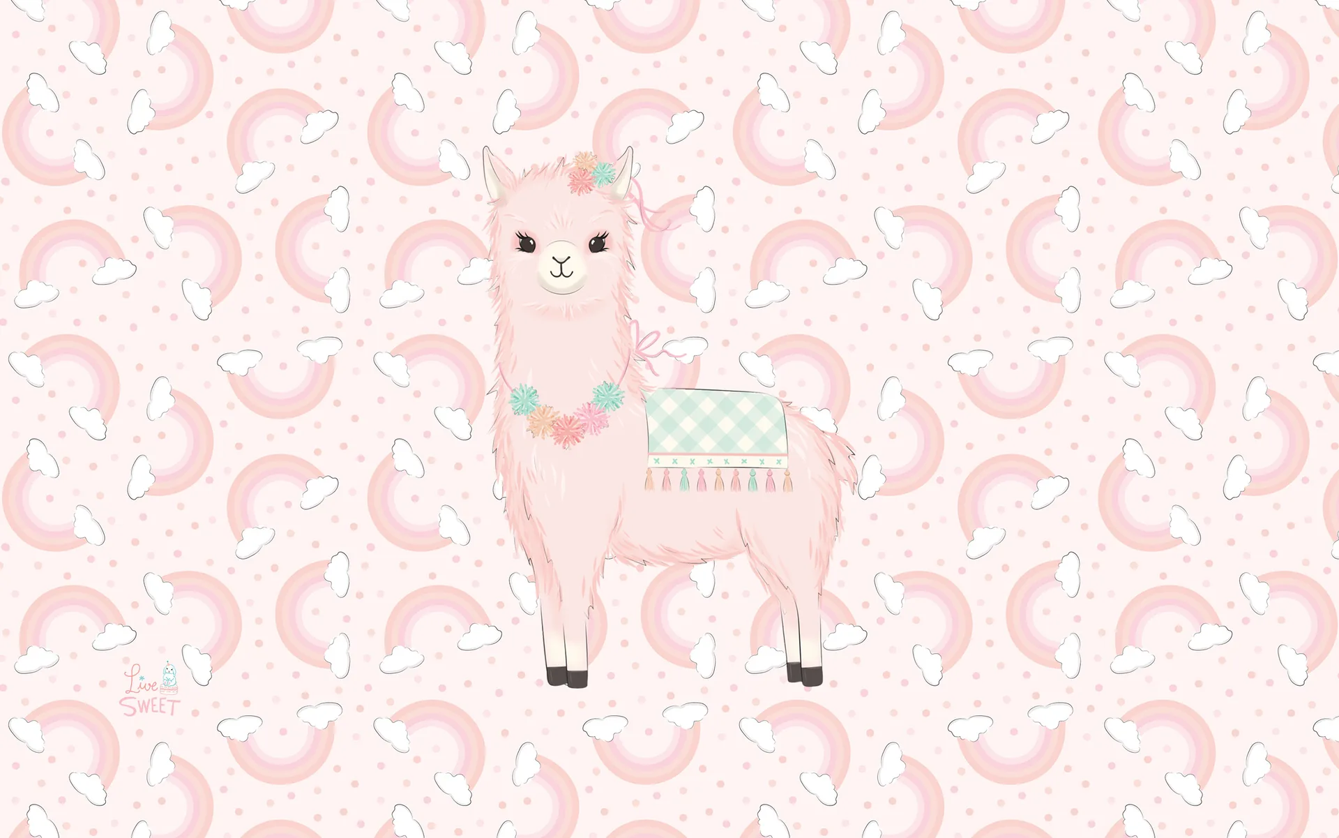 Lama rosa cartone animato, 2842x1777 WQXGA, Desktop