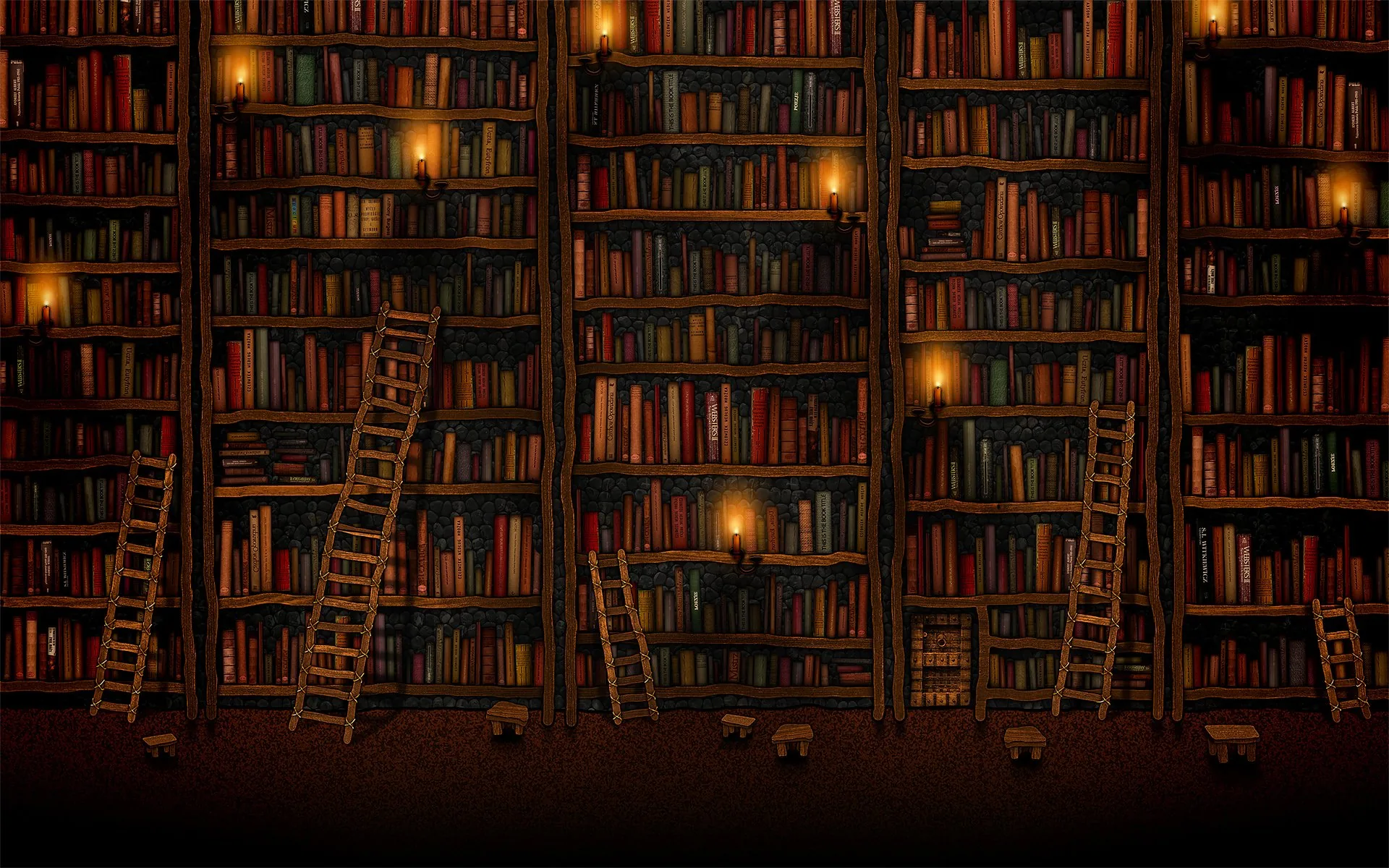 Biblioteca con scale e lanterne, 1920x1200 WUXGA, PC