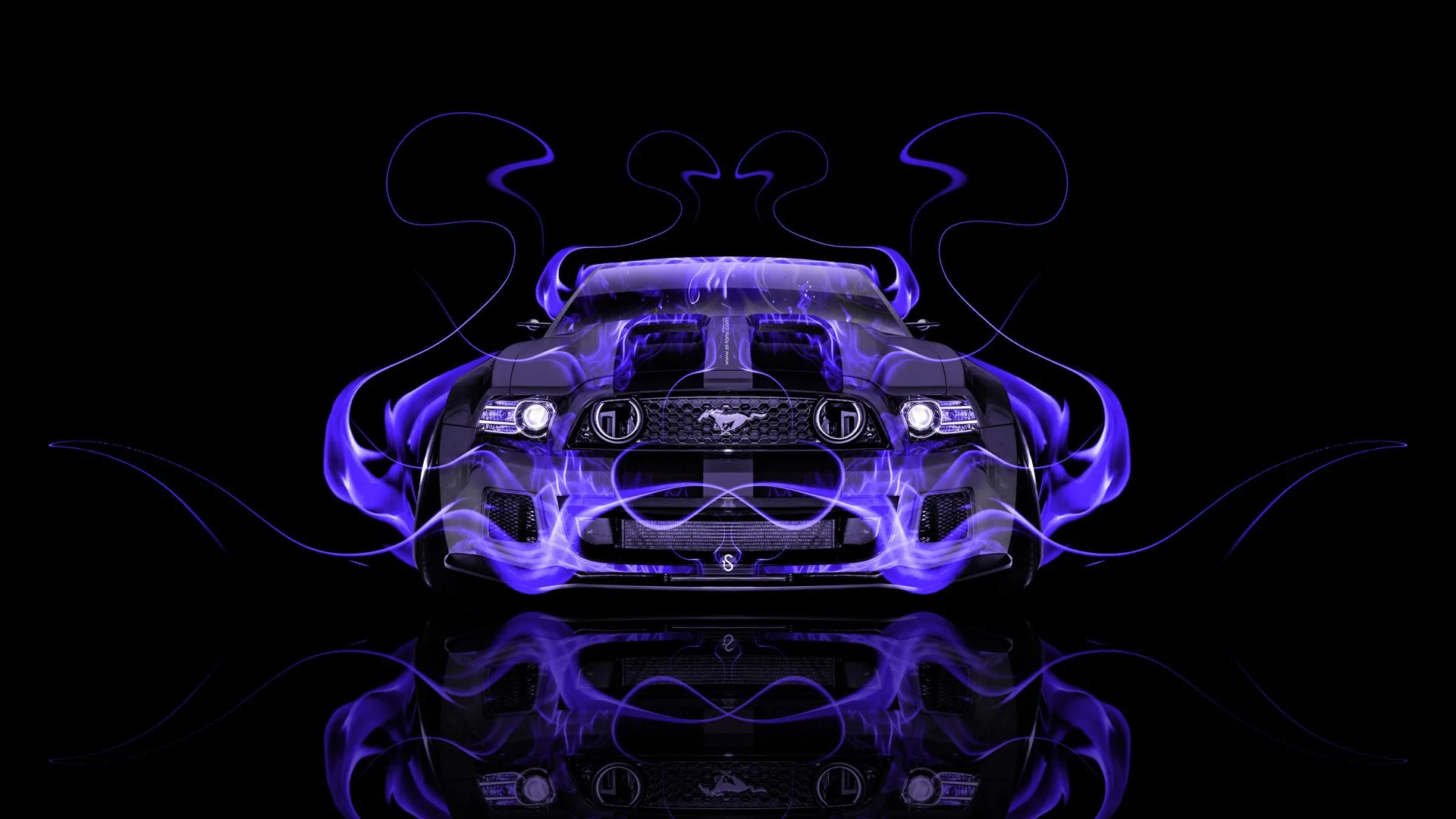 Ford Mustang fiamme viola, muscle car, 1920x1080 Full HD, Desktop
