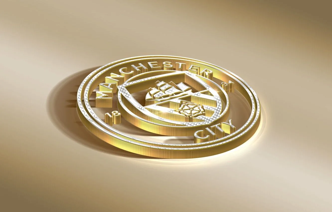 Logo dorato Manchester City, 1332x850 HD, HP Laptop