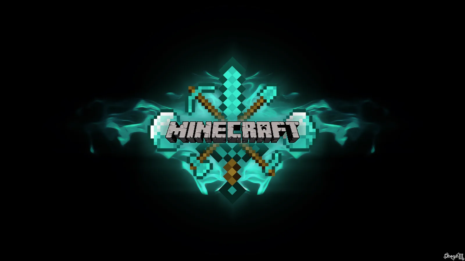 Logo Minecraft con spade diamante, Mojang, 1600x900 HD, Laptop