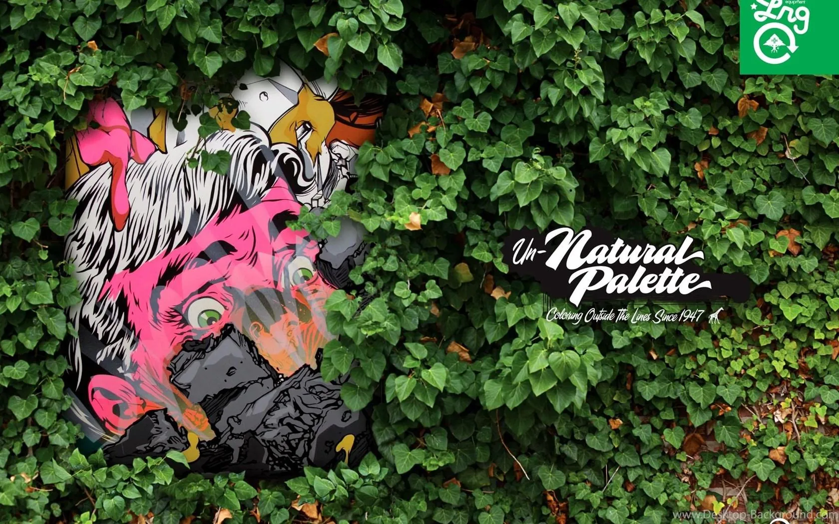 Logo LRG graffiti tra edera, 1680x1050 HD Ready, Laptop