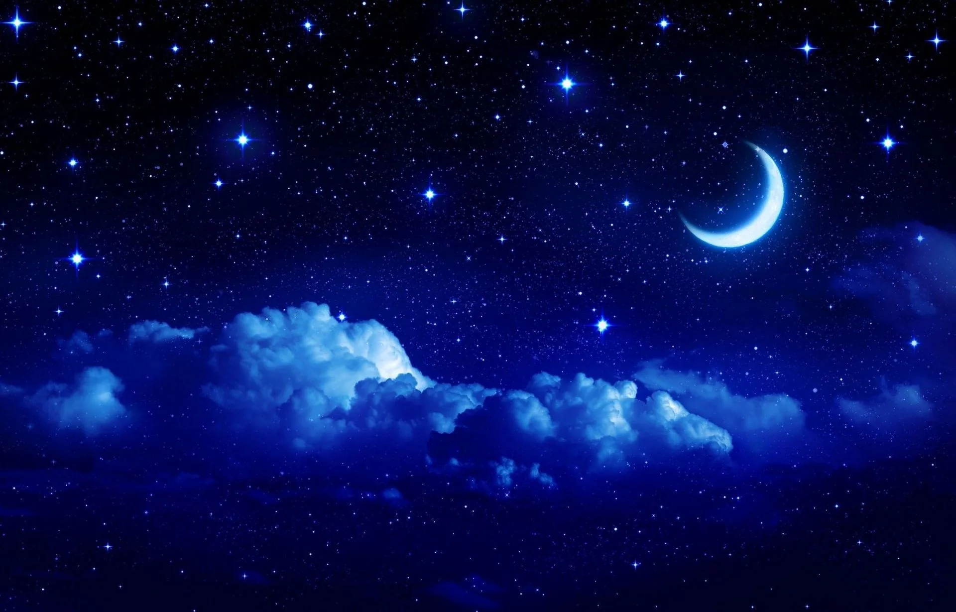 Luna crescente e nuvole notturne, 1920x1229 Full HD+ WUXGA, Desktop