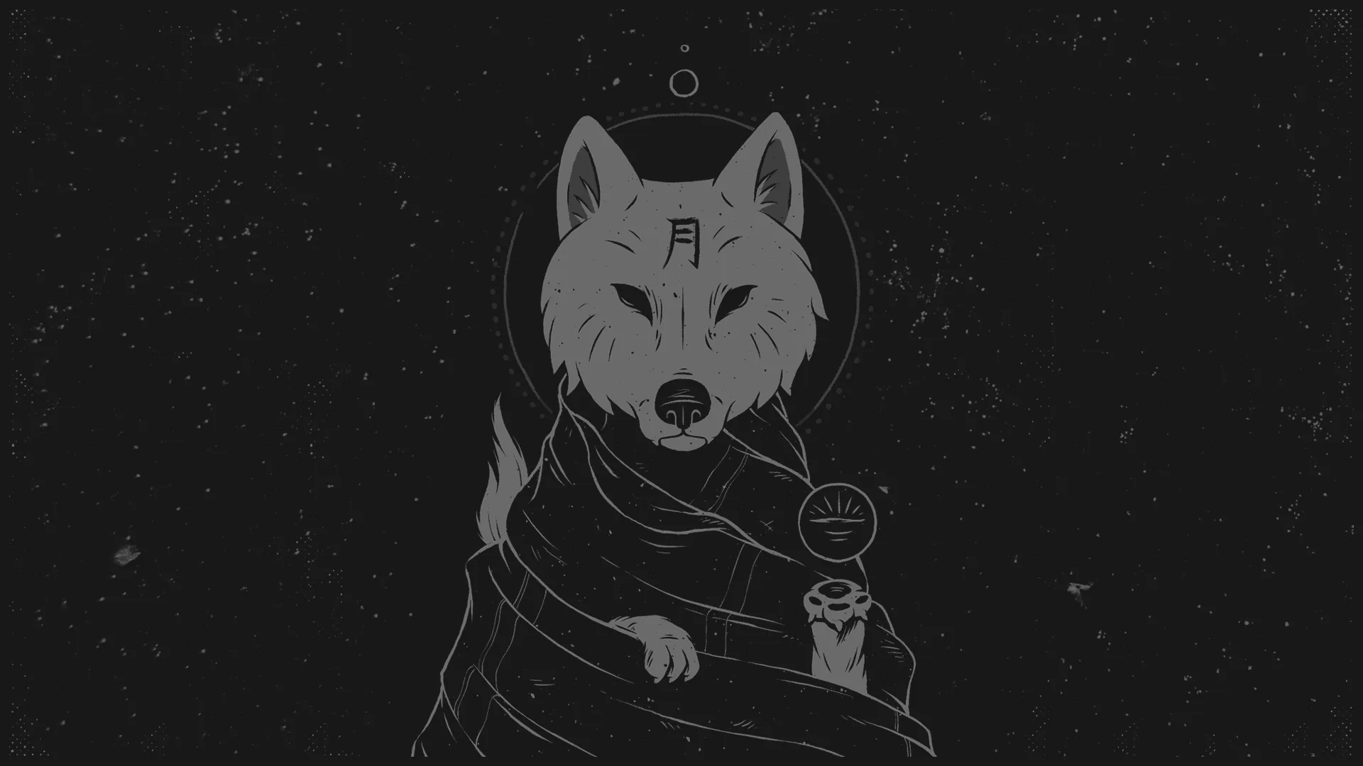 Lupo disegnato sfondo scuro, 1920x1080 Full HD, Laptop