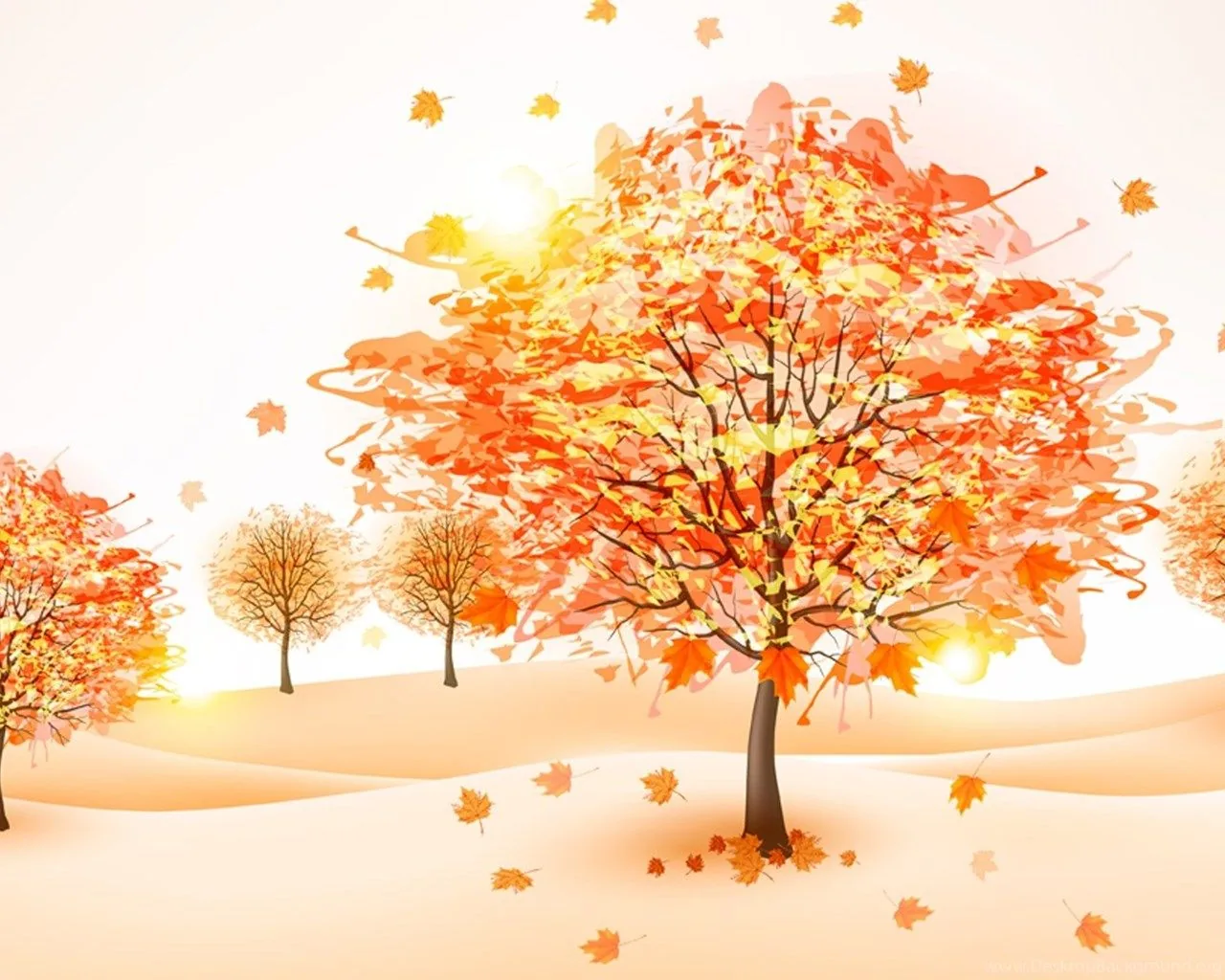 Albero autunnale arancione stilizzato, 1280x1024 720p, Mac