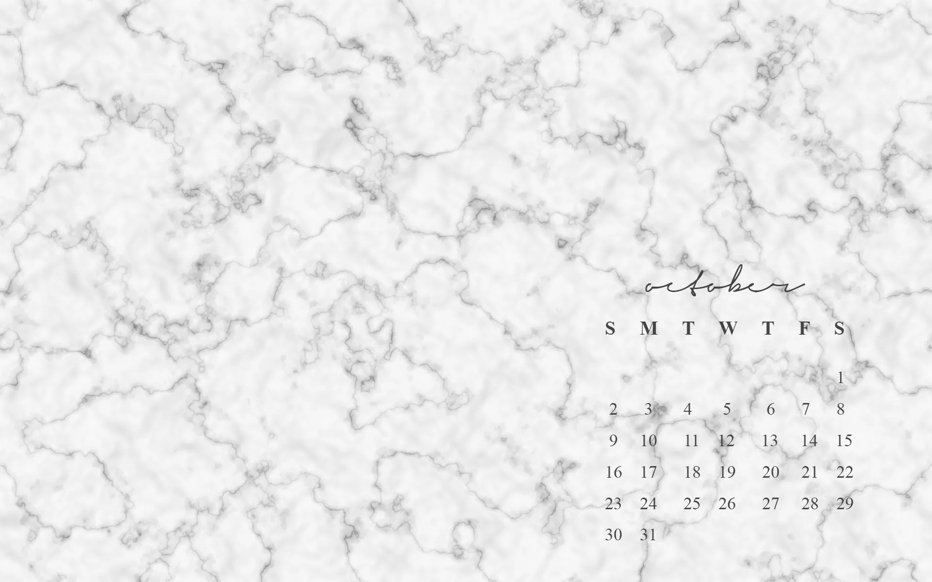 Calendario ottobre marmo bianco, 1920x1200 Full HD+ WUXGA, Desktop