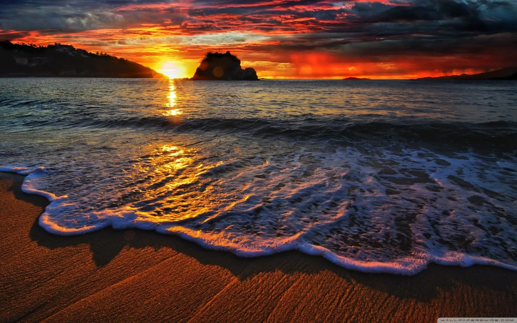 Tramonto su spiaggia oceano, 1680x1050 900p, Monitor Gaming