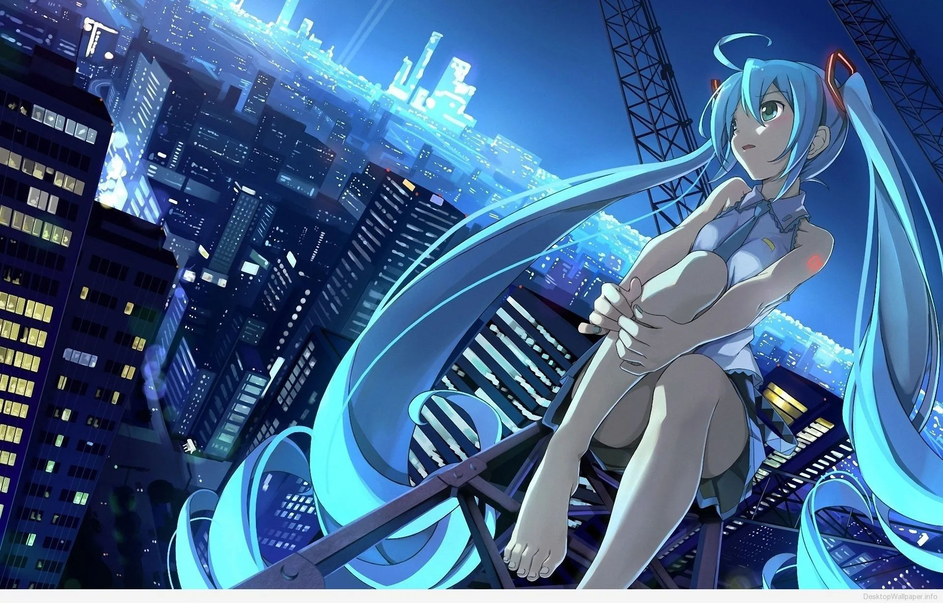 Hatsune Miku sopra la città, Vocaloid, 1920x1228 Full HD+, Desktop