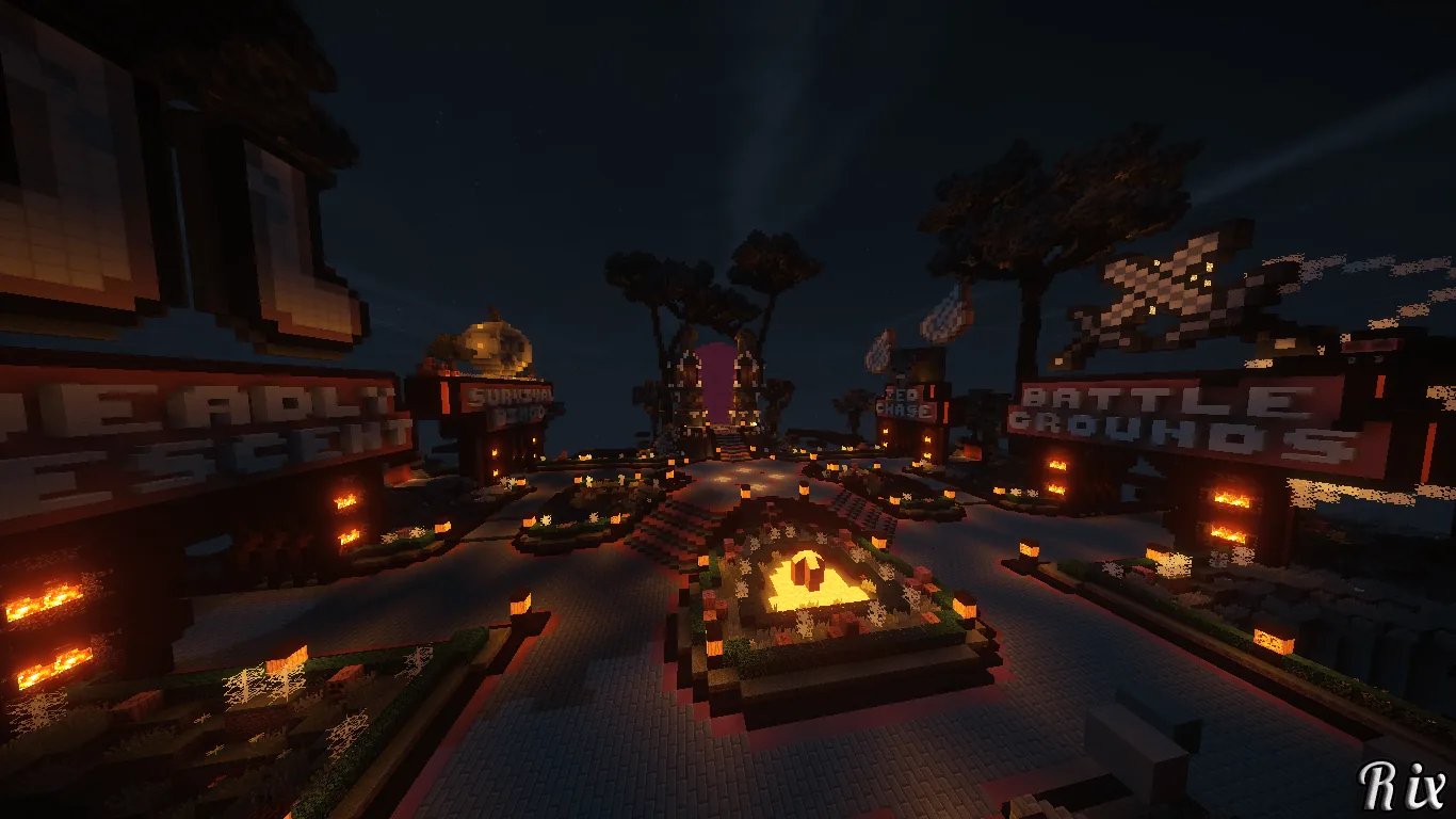 Minecraft Halloween città notturna, 1366x768 HD, PC Desktop