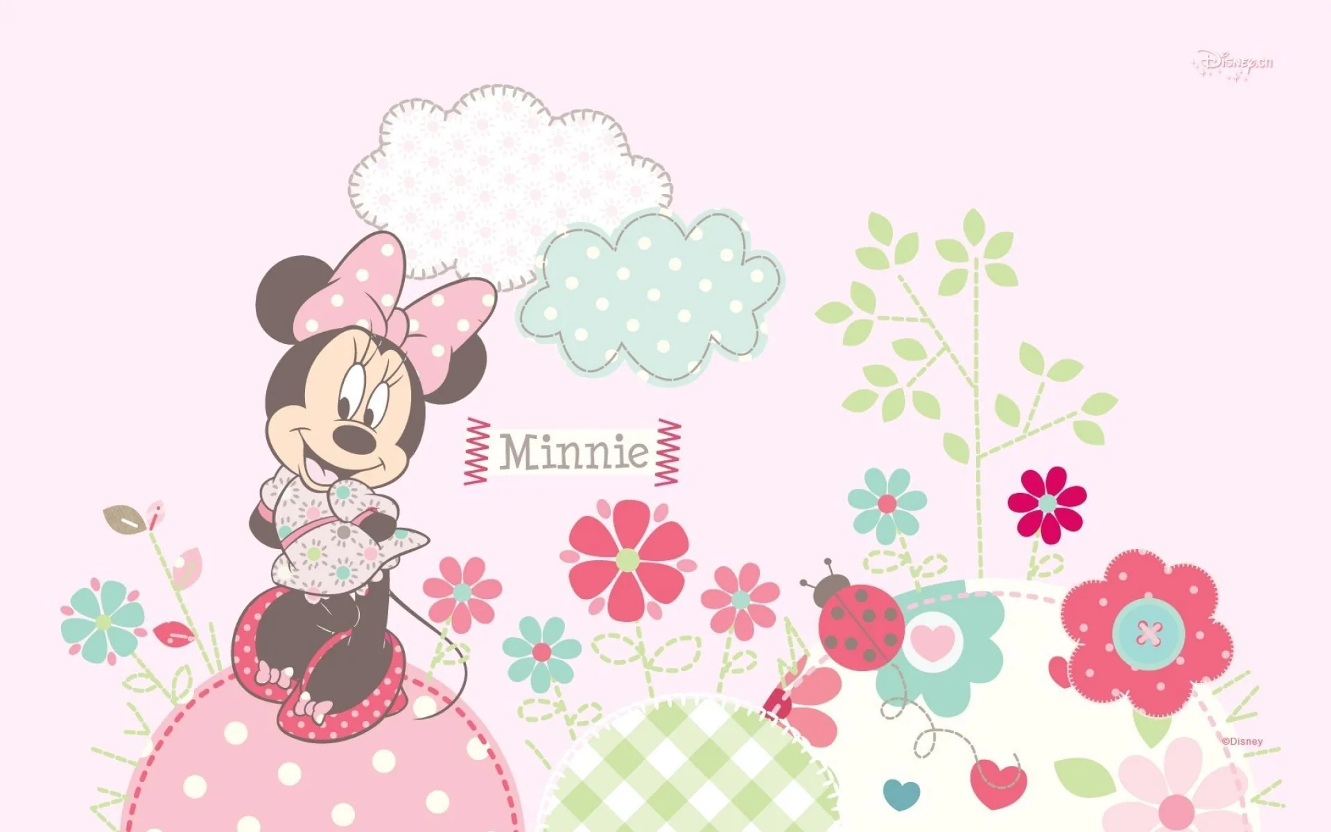 Minnie Mouse rosa con fiori, 1920x1200 Full HD+, iMac
