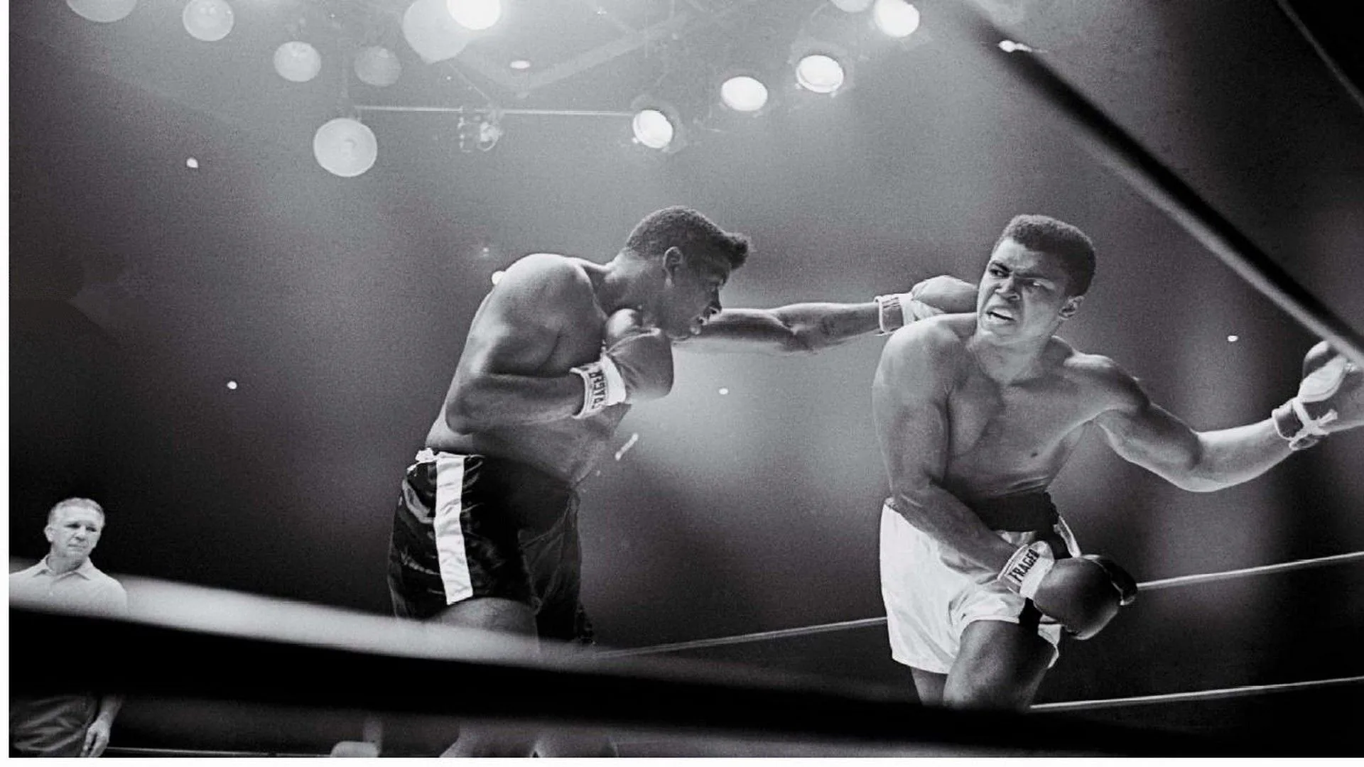 Muhammad Ali incontro di boxe bianco e nero, pugile, 1920x1080 Full HD, Laptop
