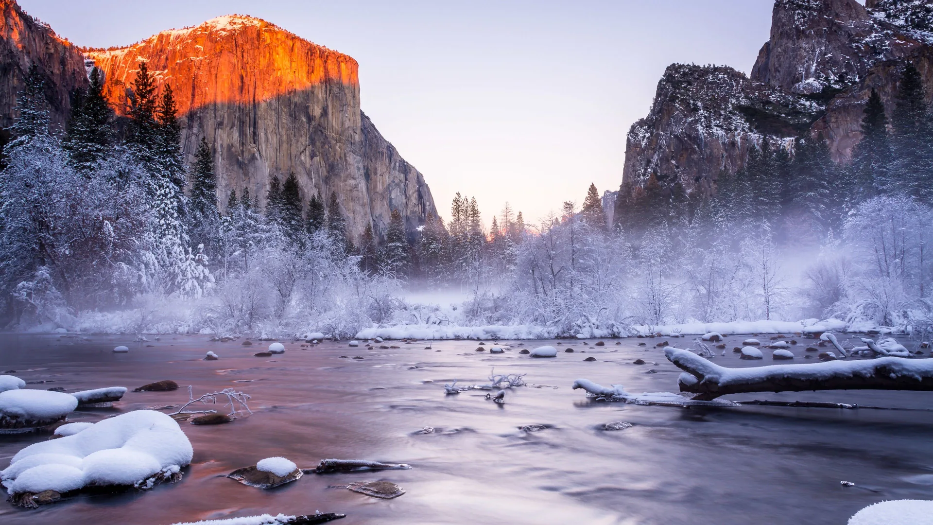 Yosemite valle innevata alba, 3840x2160 4K, Desktop 4K