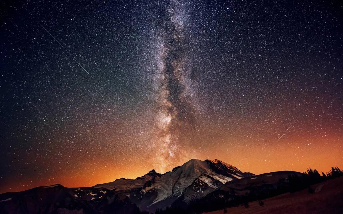 Via Lattea su montagna innevata, 1200x750 HD, PC