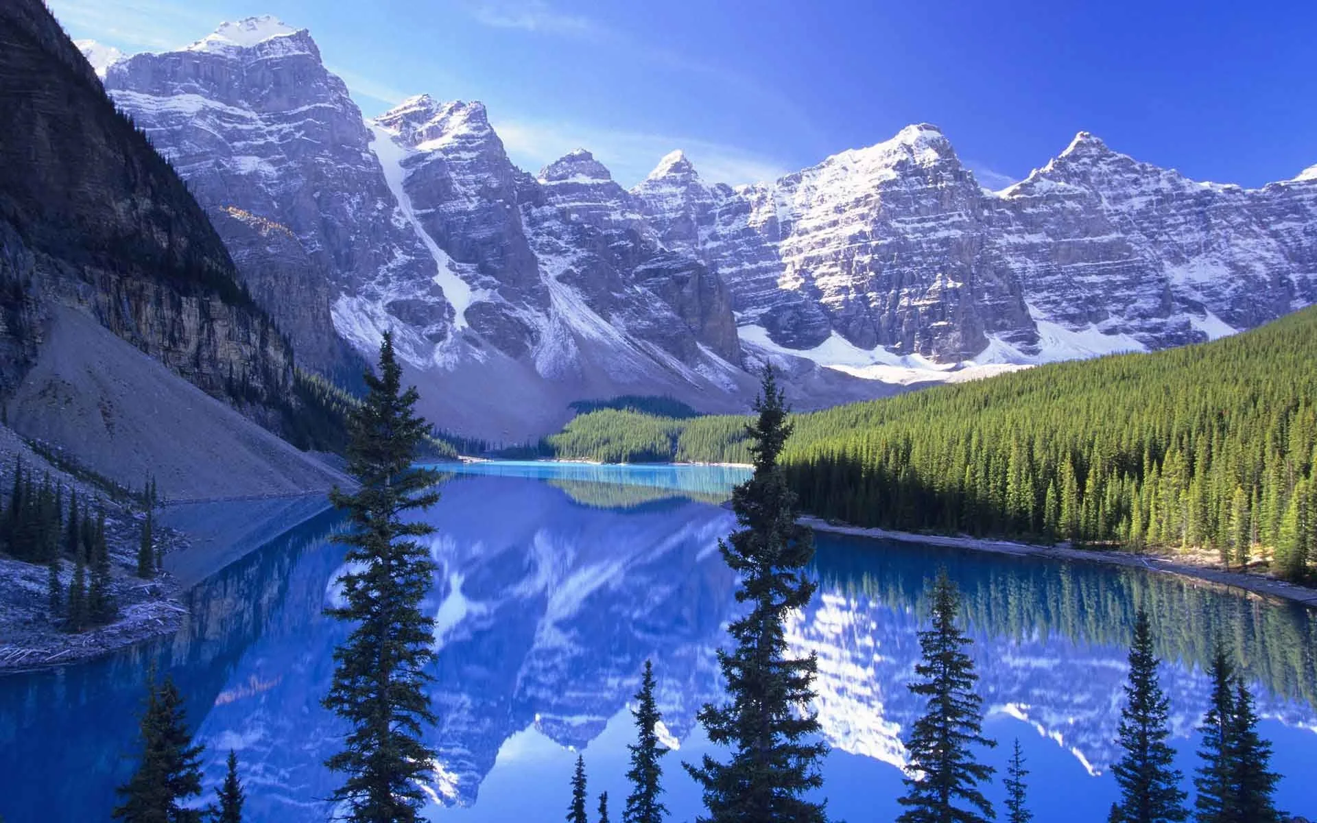 Lago Moraine montagne innevate, 1920x1200 Full HD+, PC Desktop