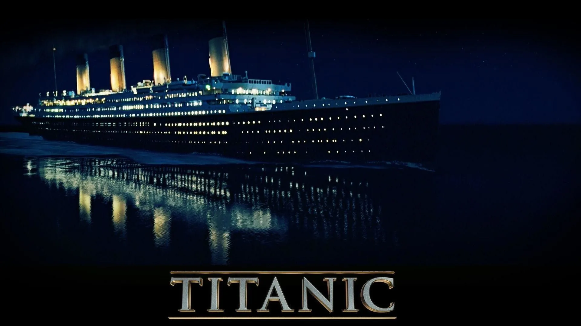 Nave Titanic illuminata di notte, transatlantico, 1920x1080 Full HD, PC