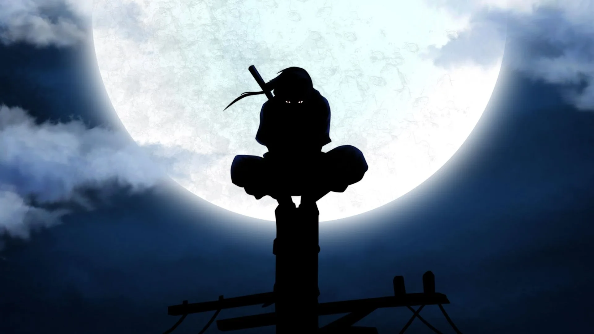Ninja silhouette luna piena, 1920x1080 Full HD, Laptop