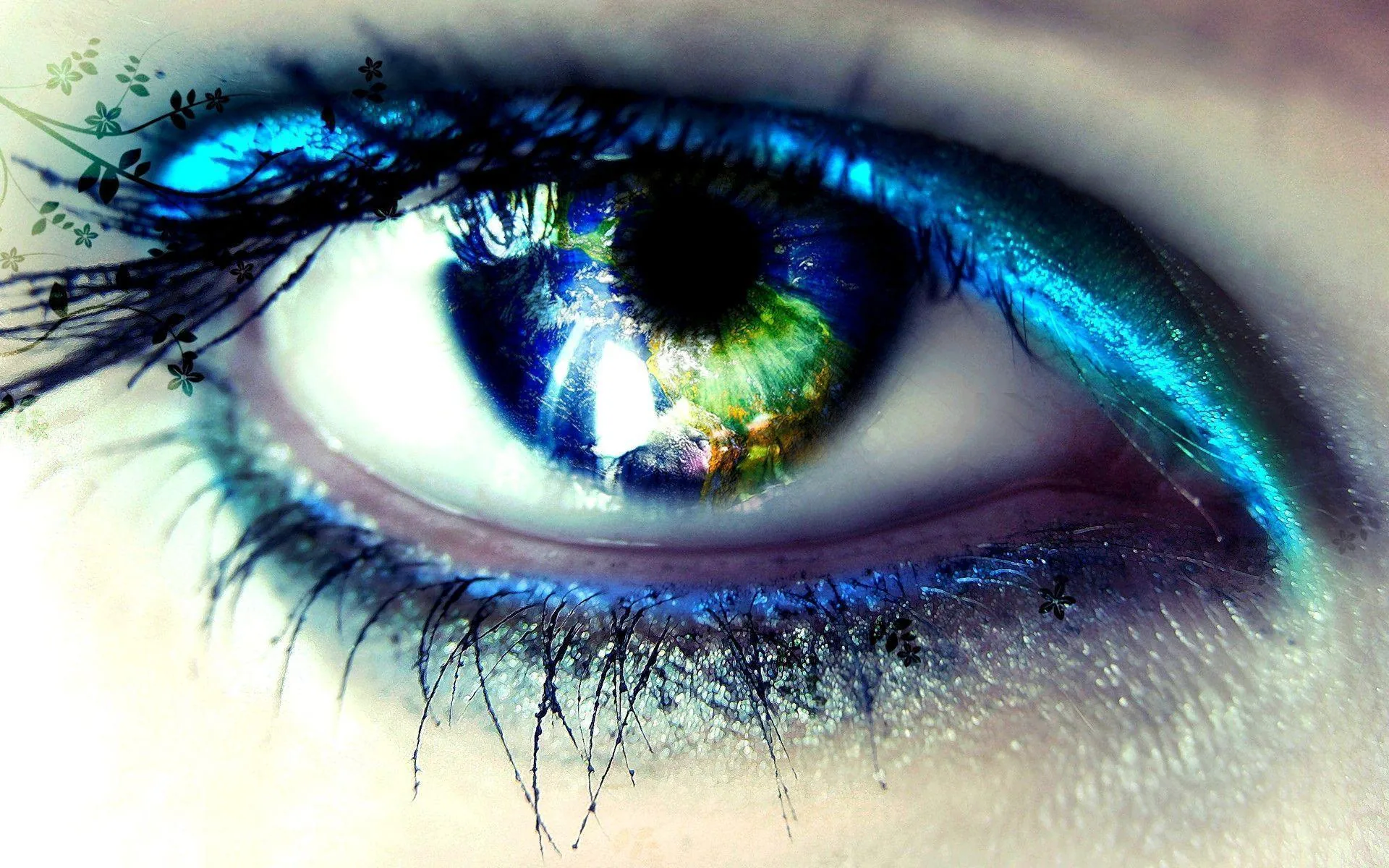 Occhio blu con riflesso colorato, 1920x1200 Full HD+, Desktop