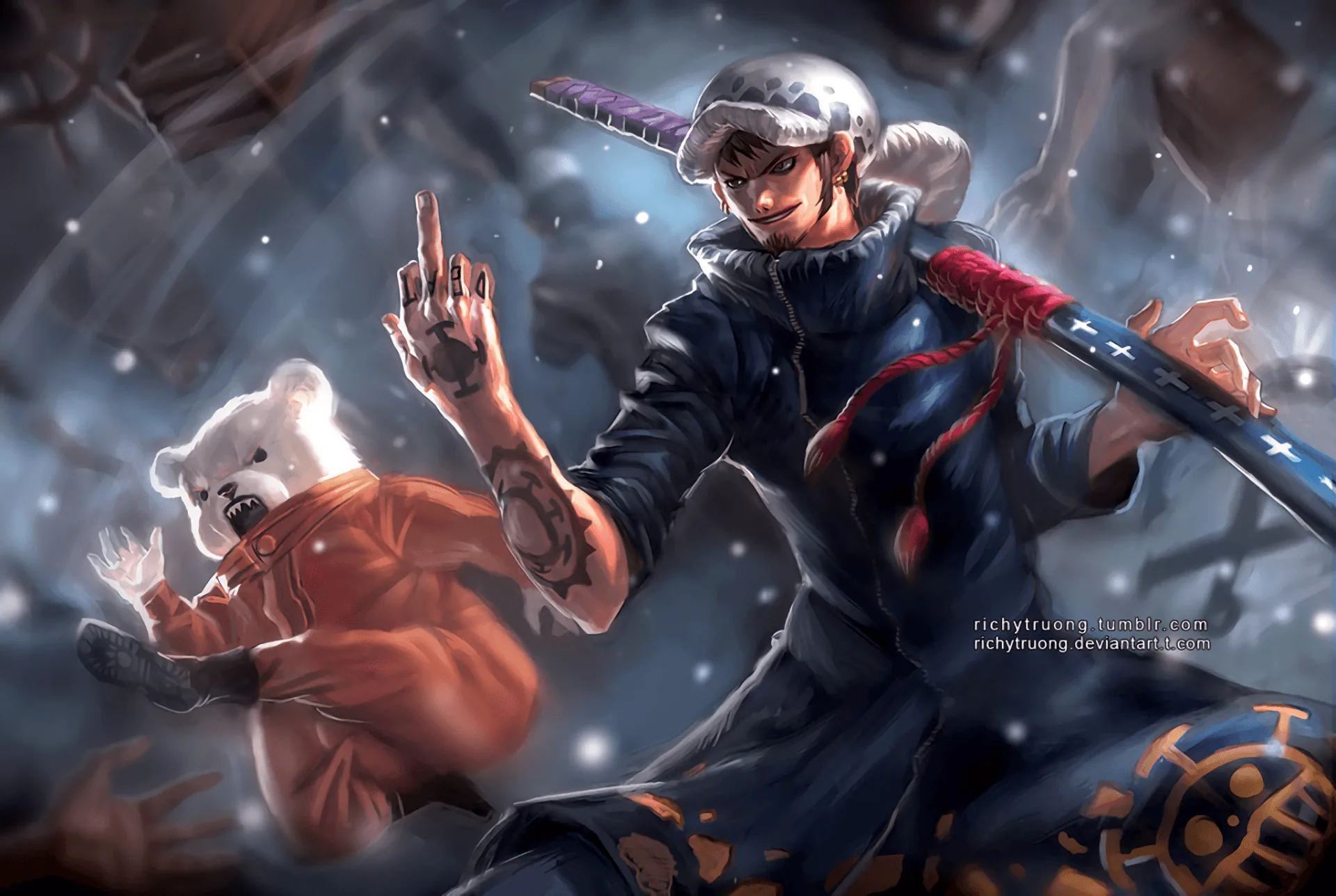 Trafalgar Law con Bepo, One Piece, 1920x1288 Full HD+, Desktop