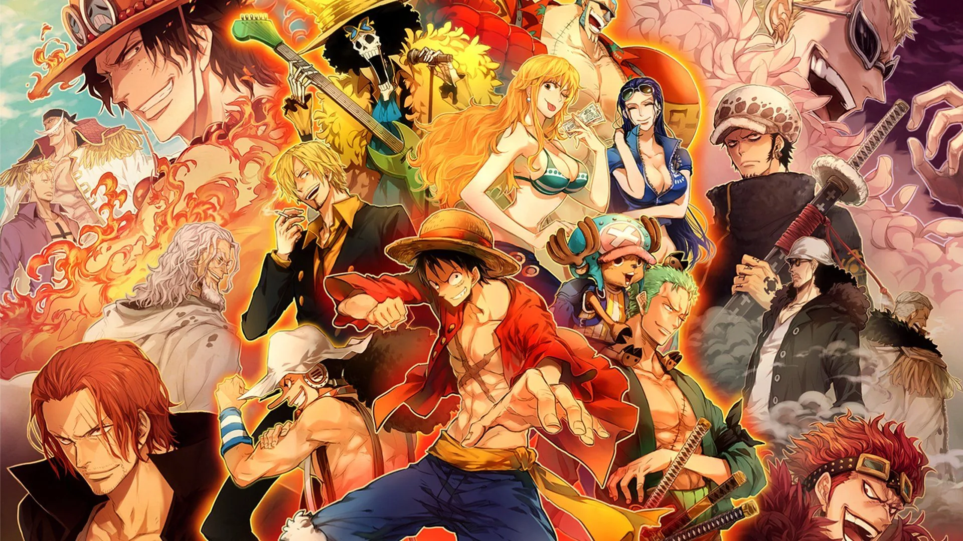 Personaggi One Piece collage, anime pirati, 1920x1080 Full HD, Desktop