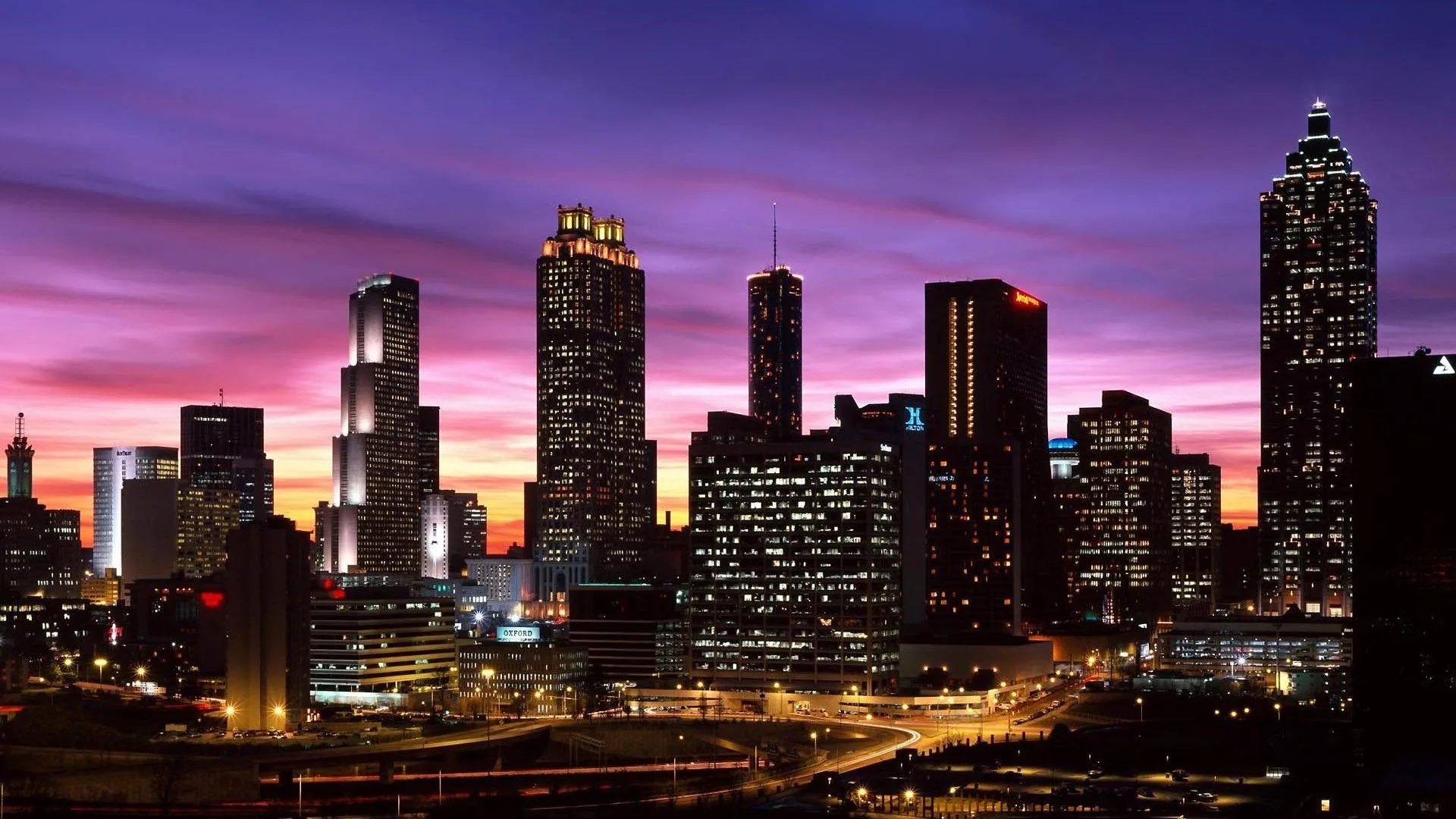Skyline città al tramonto, 1920x1080 Full HD, Laptop