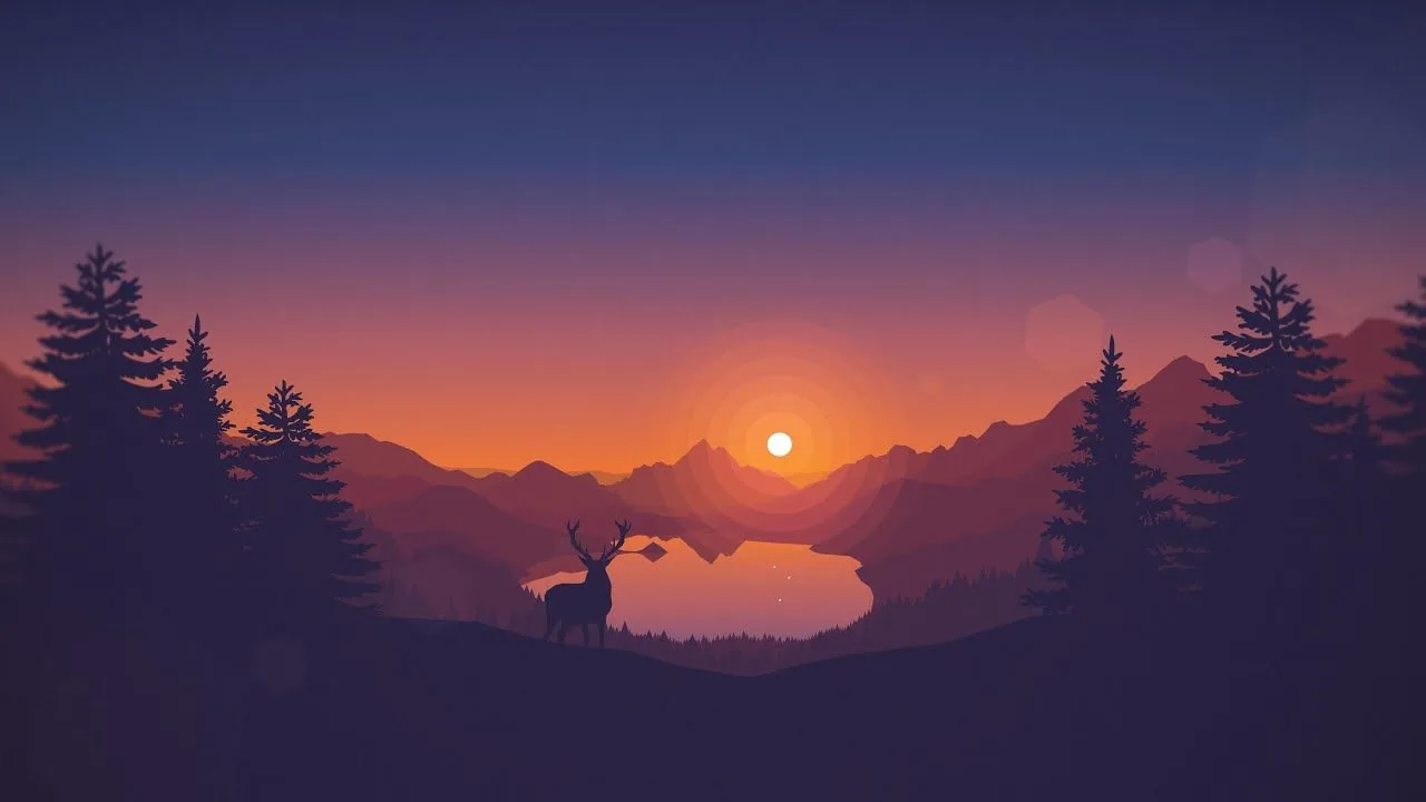 Cervo silhouette tramonto montagne, 1280x720 HD, Desktop