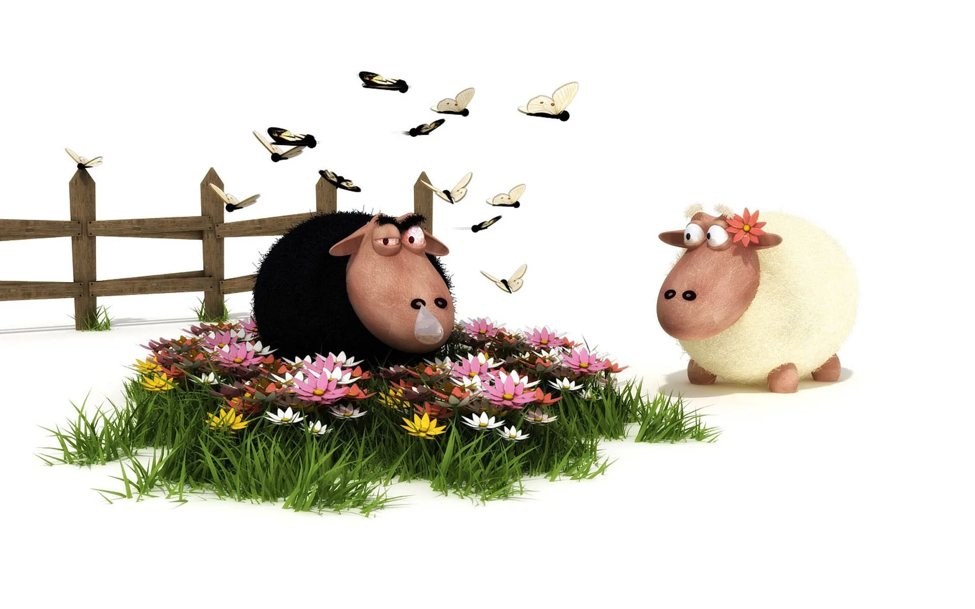 Pecora nera e bianca cartoon, 1920x1200 WUXGA, PC