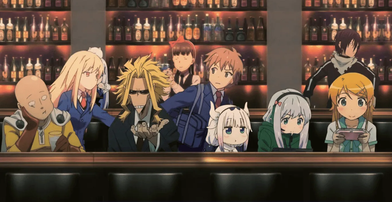 Personaggi anime al bar, 1366x705 720p, iMac