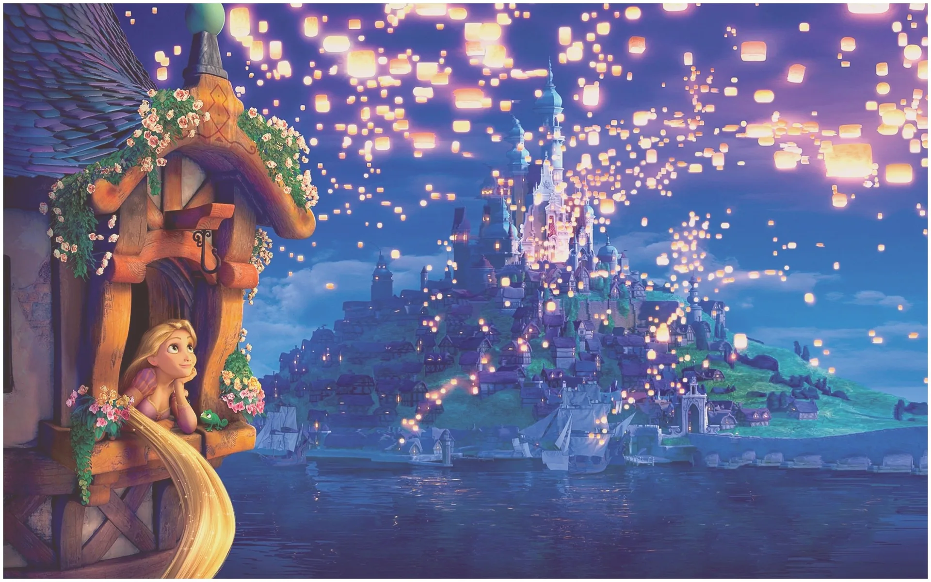 Rapunzel lanterne Tangled castello, 2880x1800 WQXGA, PC