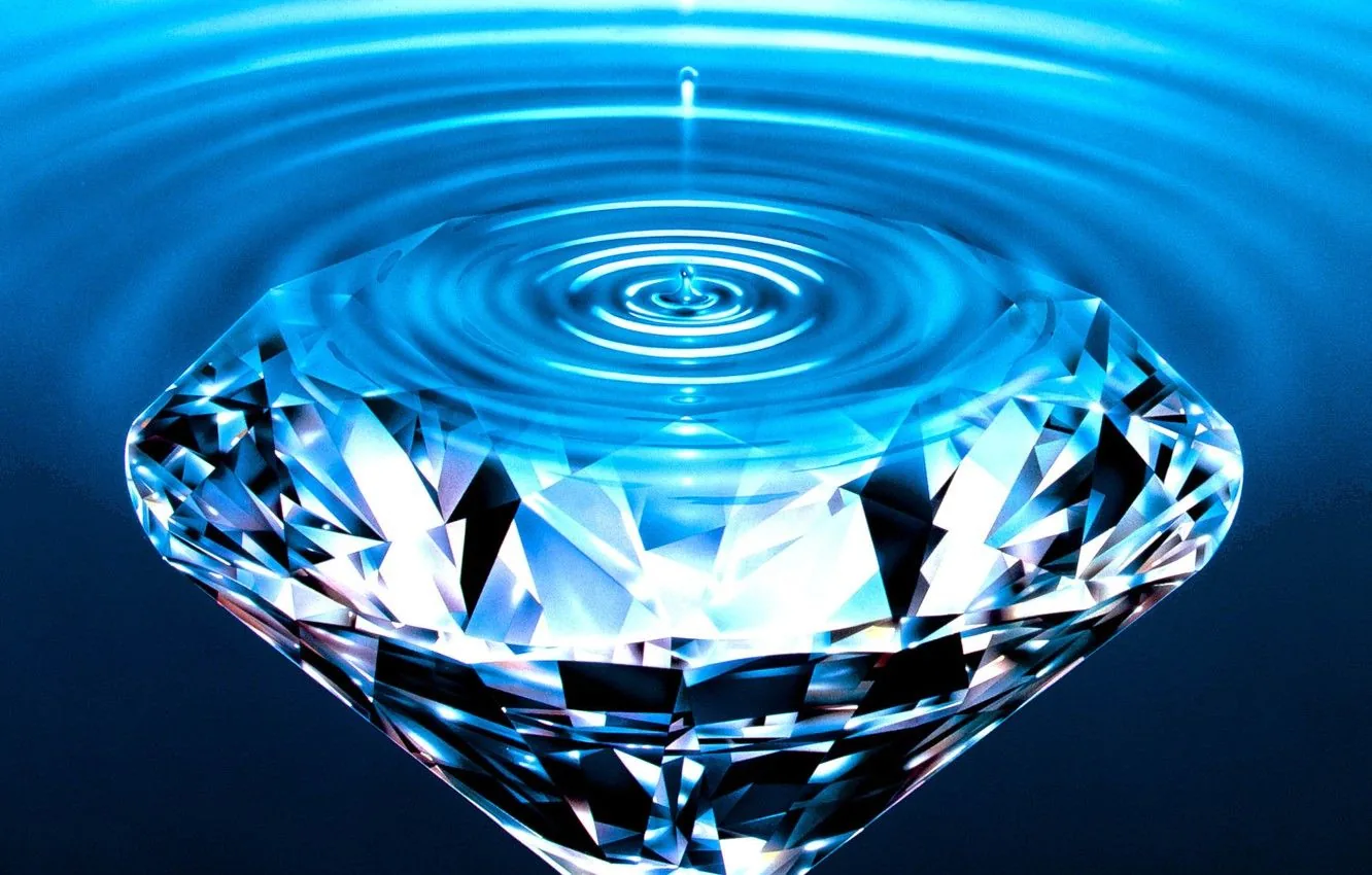 Diamante blu con goccia d'acqua, 1332x850 720p, PC