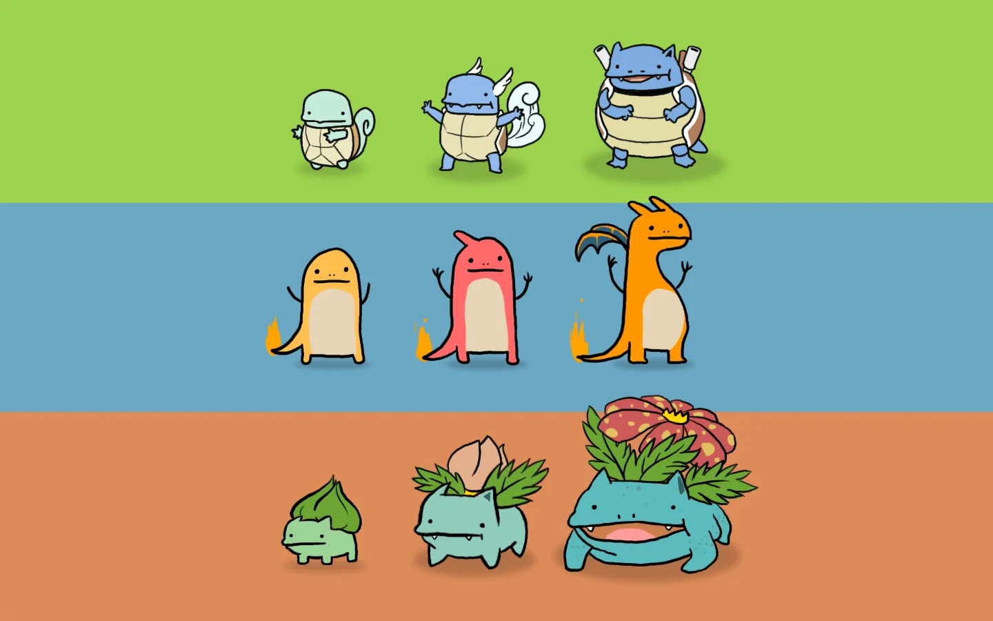 Evoluzioni Pokémon starter divertenti, 1440x900 720p, Laptop