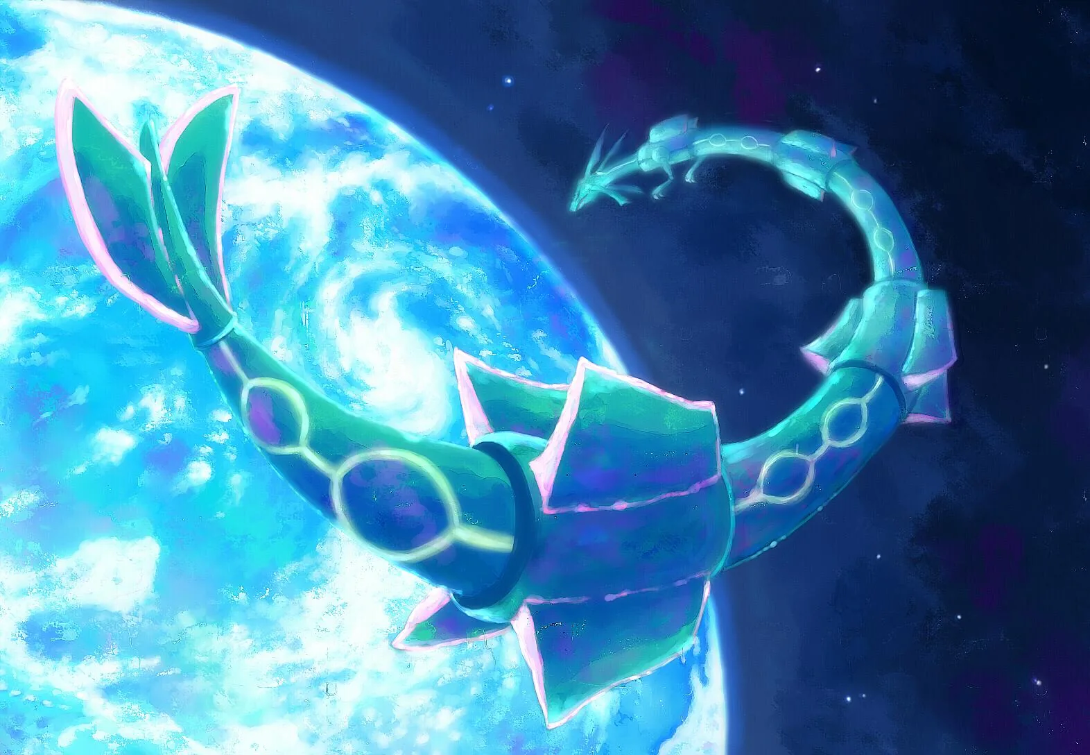 Rayquaza vicino pianeta blu, 1572x1088 720p, PC