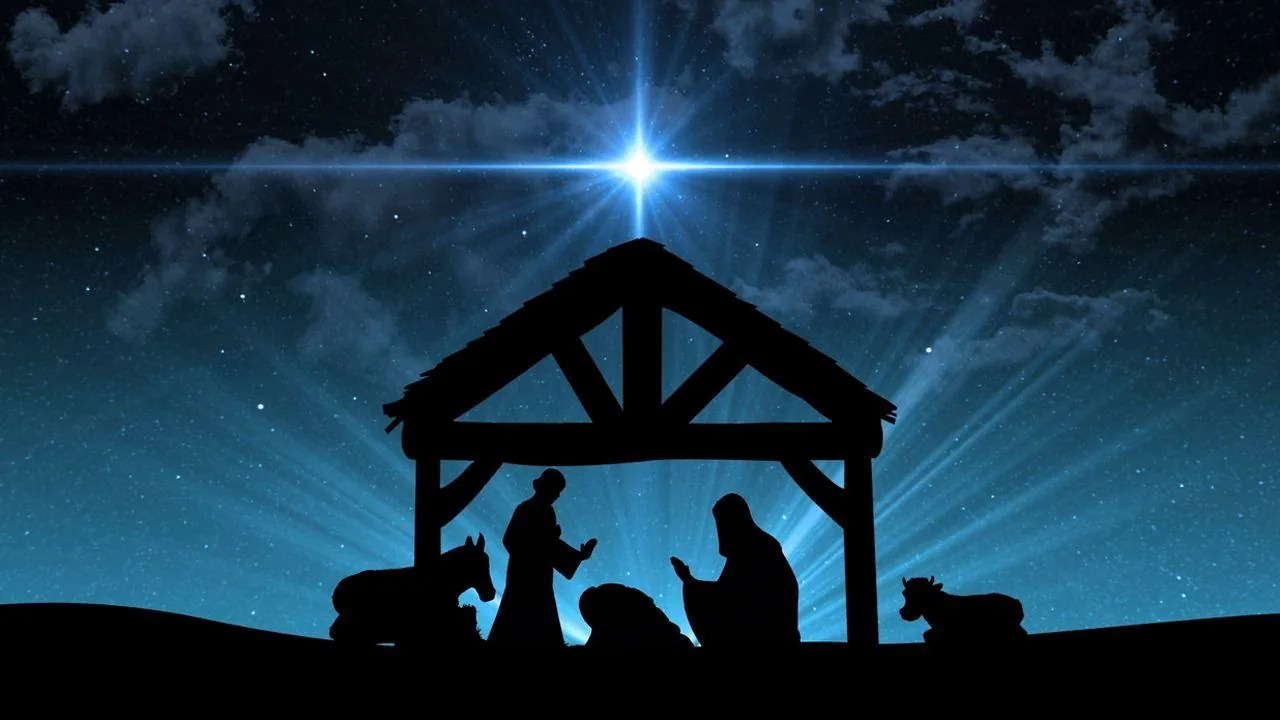 Presepe silhouette notte stellata, 1280x720 720p, Laptop