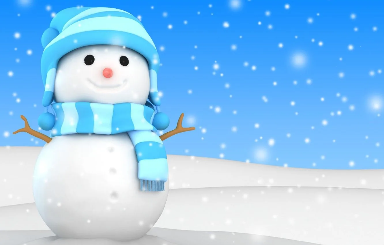 Pupazzo di neve con sciarpa azzurra, 1332x850 HD, Desktop