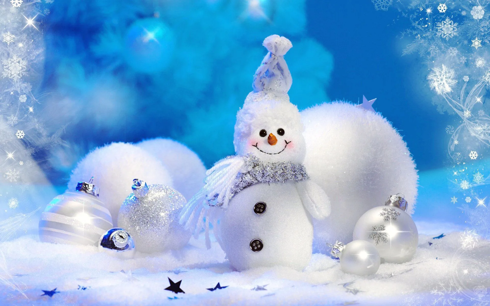 Pupazzo di neve con palline natalizie, 1920x1200 Full HD+ WUXGA, PC Desktop
