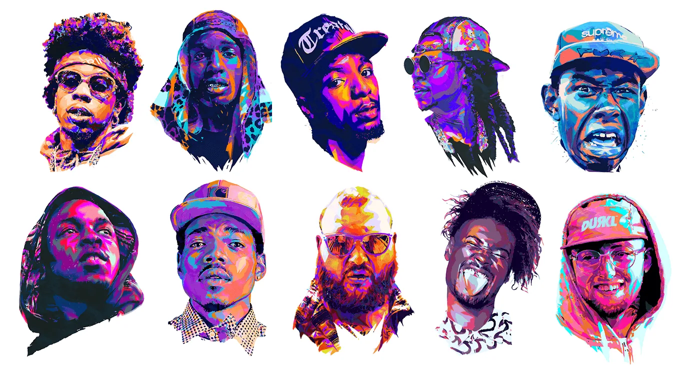 Ritratti rapper stile pop art, 1366x768 720p, Laptop