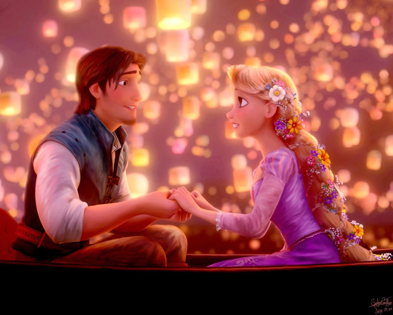Rapunzel e Flynn barca lanterne, 1600x1284 HD Ready, Desktop
