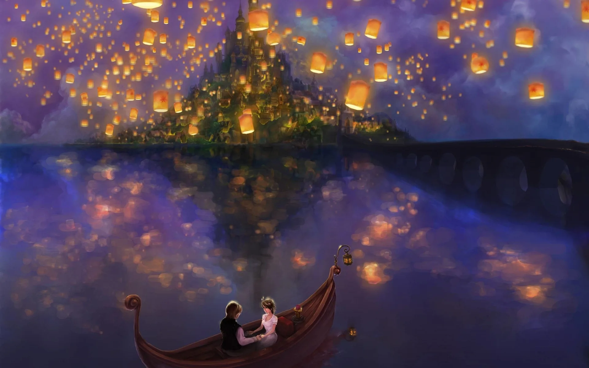 Rapunzel lanterne castello barca, 2560x1600 2K+, Desktop