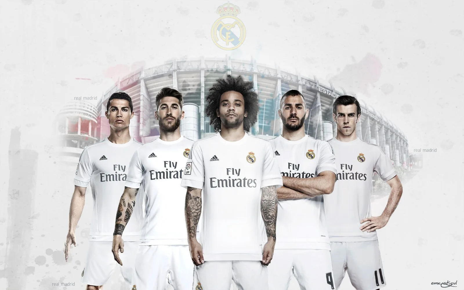 Giocatori Real Madrid in maglia bianca, Liga spagnola, 1600x1000 HD, PC