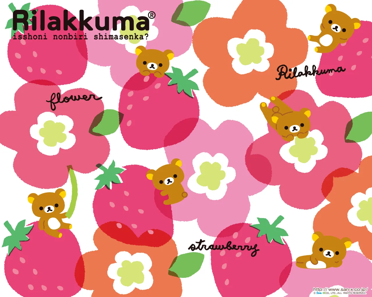 Rilakkuma con fragole rosa, San-X, 1280x1024 720p, PC