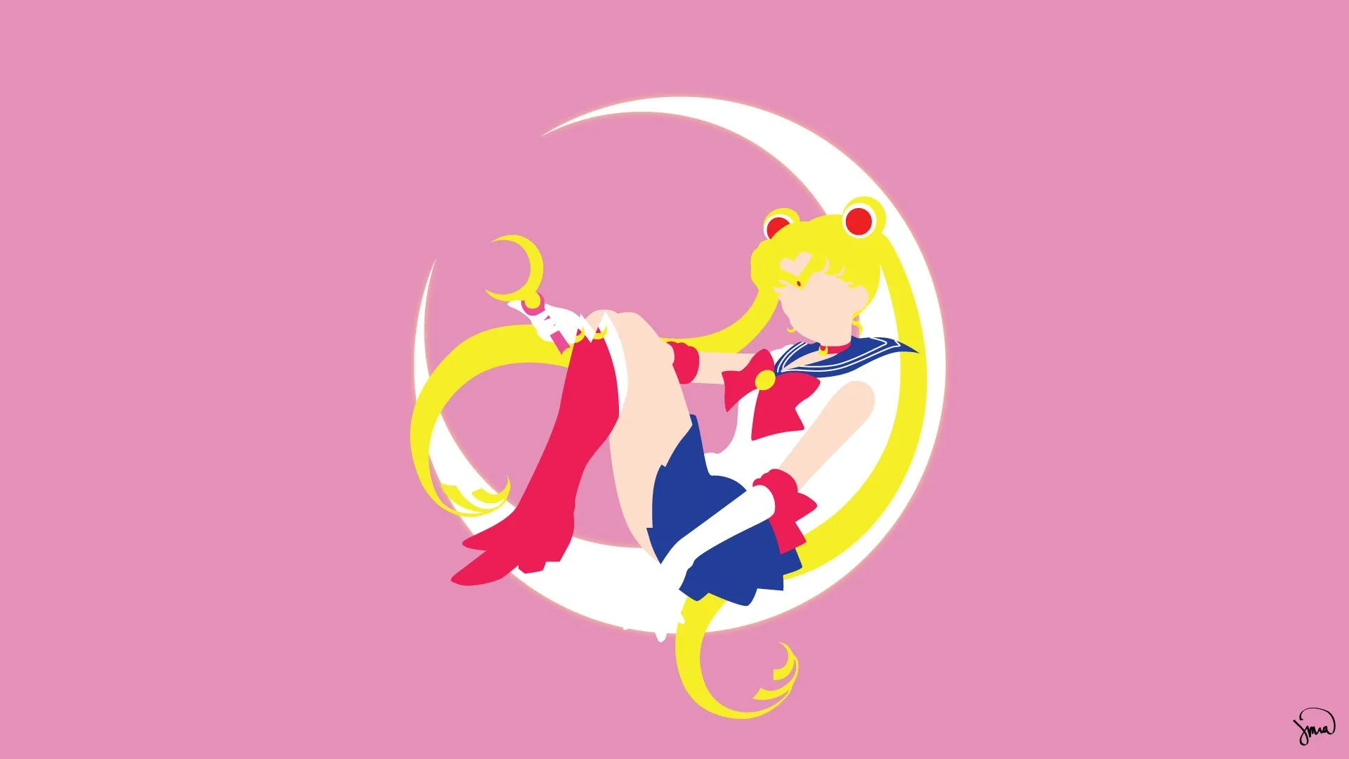 Sailor Moon su luna minimalista, anime magico, 1920x1080 Full HD 1080p, PC