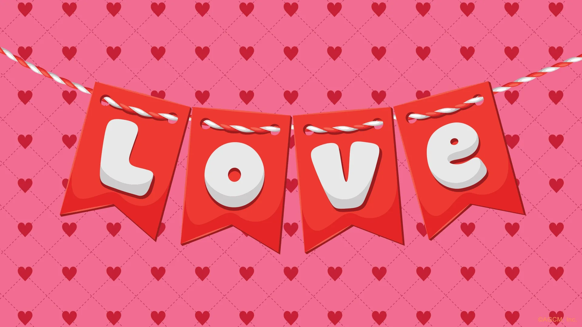 Bandierine rosse con scritta LOVE, 2560x1440 2K, Desktop