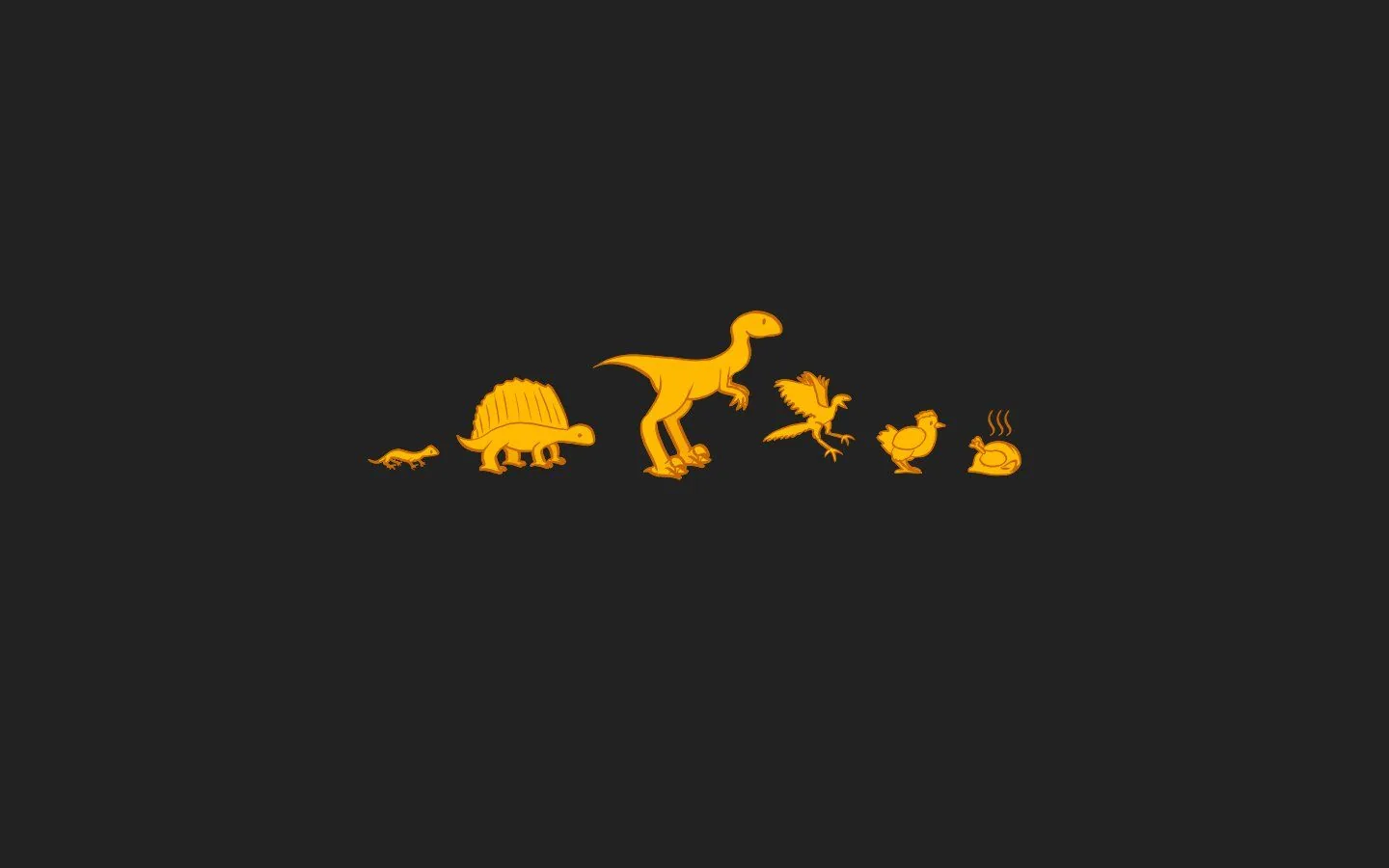 Evoluzione dinosauri silhouette gialla, 1440x900 720p, PC