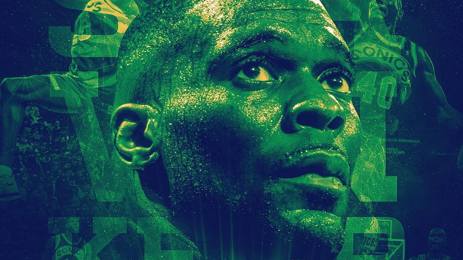 Shawn Kemp ritratto verde, 1600x900 HD, PC