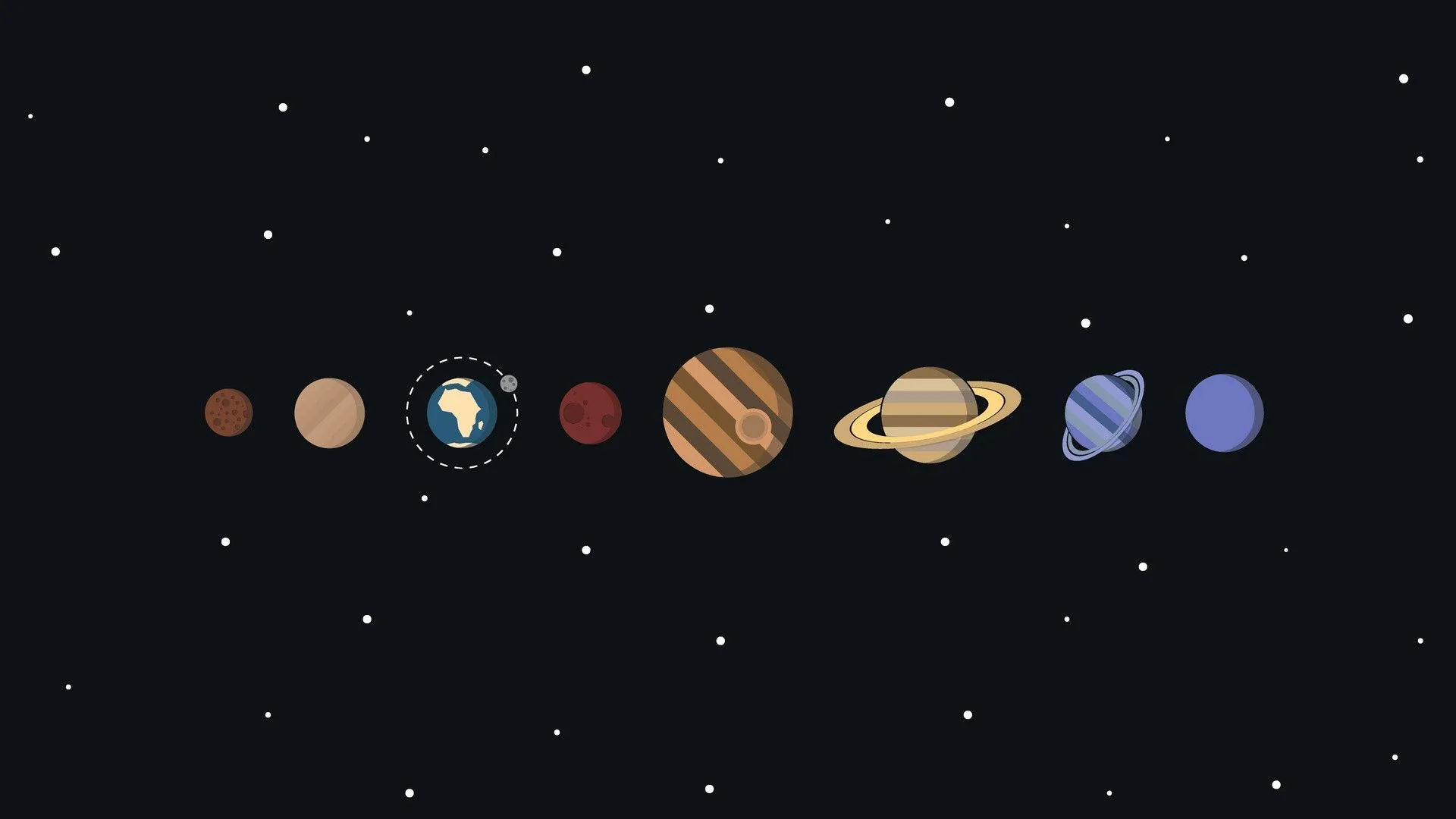 Pianeti sistema solare in fila, 1920x1080 Full HD, Desktop