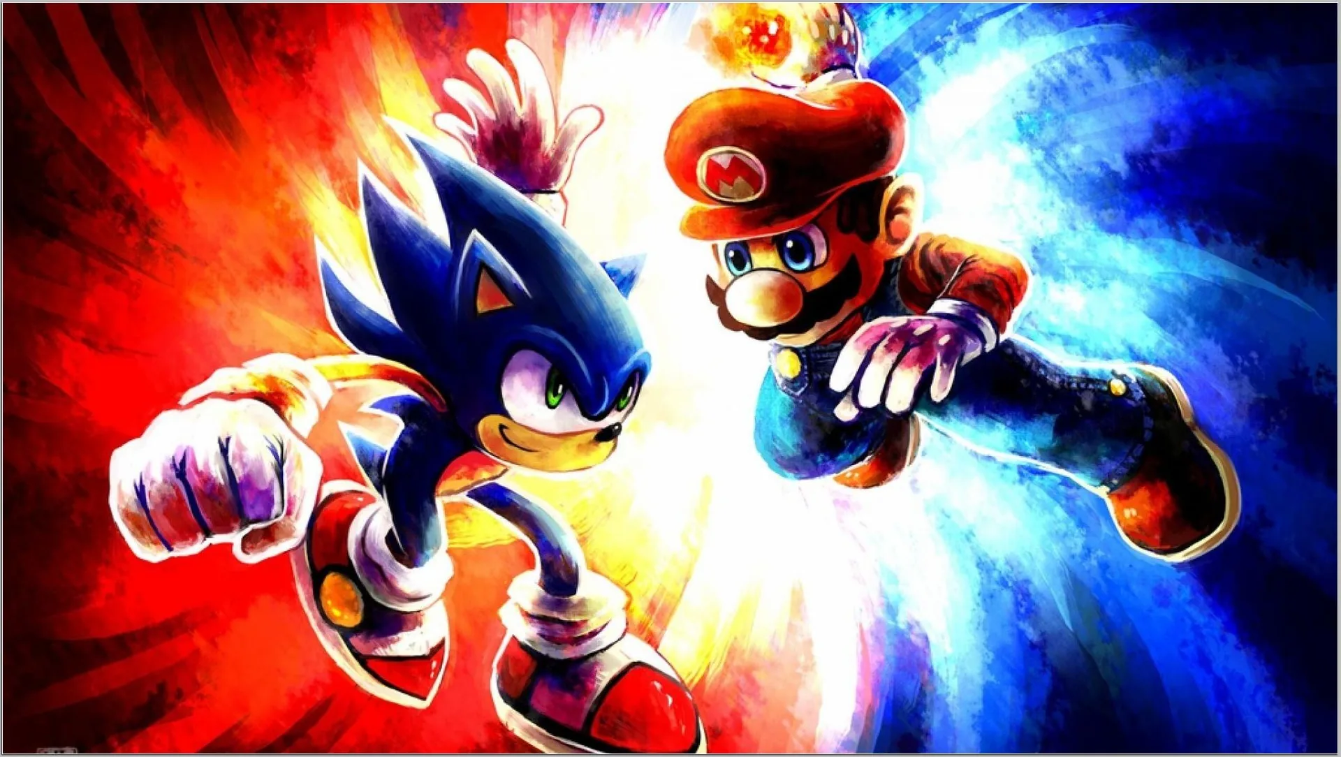 Sonic e Mario in corsa, riccio blu, 1929x1089 Full HD, Laptop