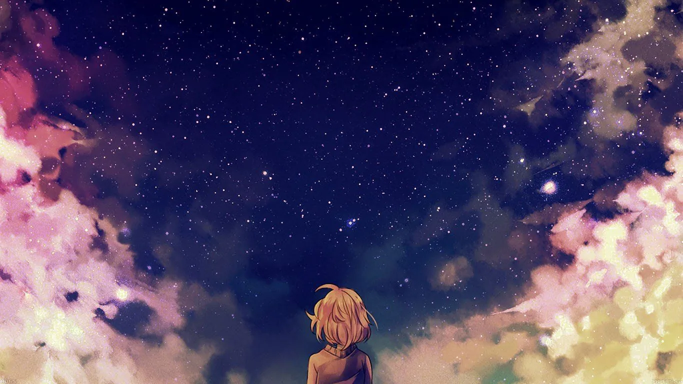 Ragazza anime sotto stelle, 1366x768 720p, PC