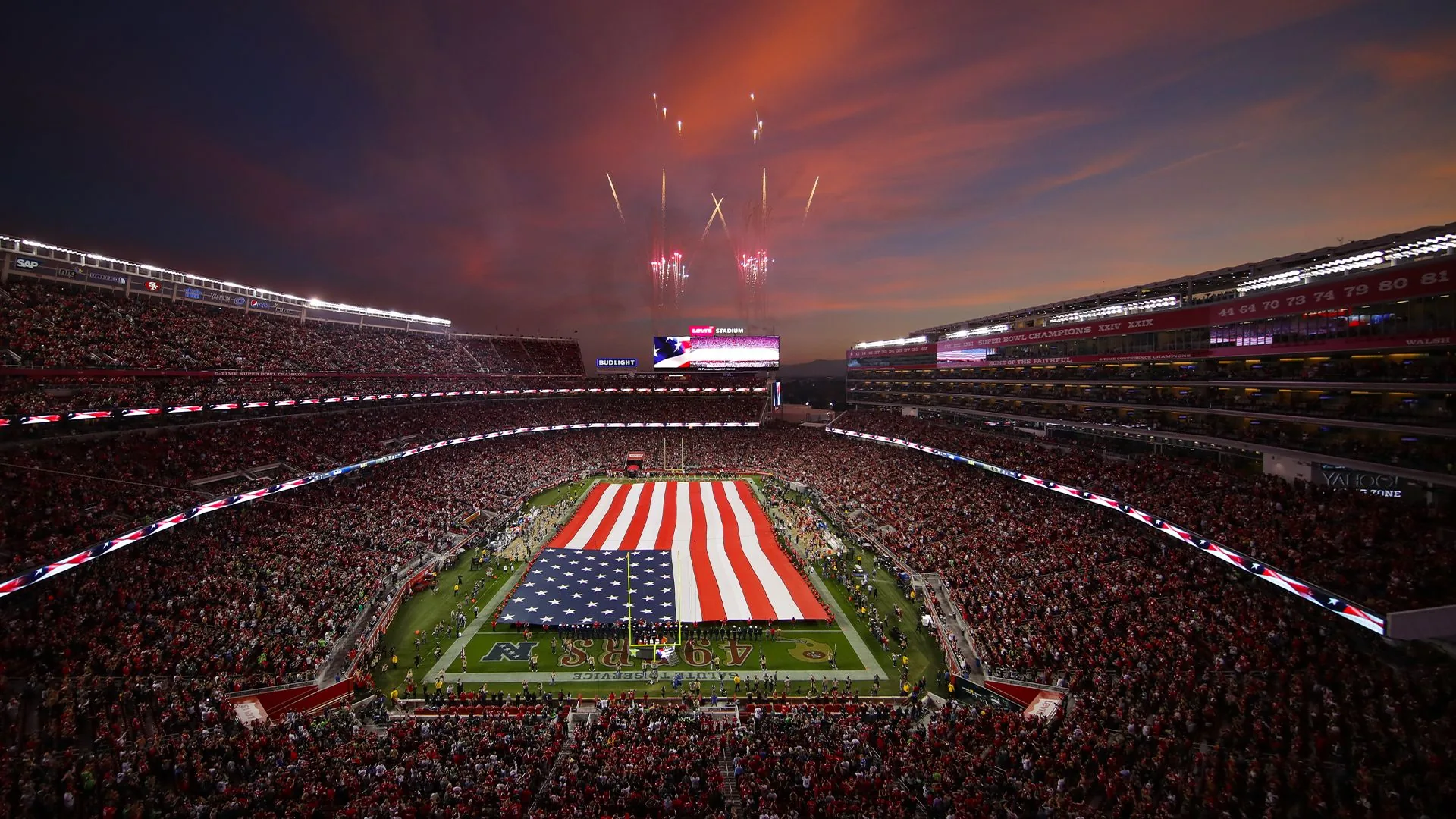 Stadio 49ers con fuochi d'artificio, 1920x1080 1080p, PC
