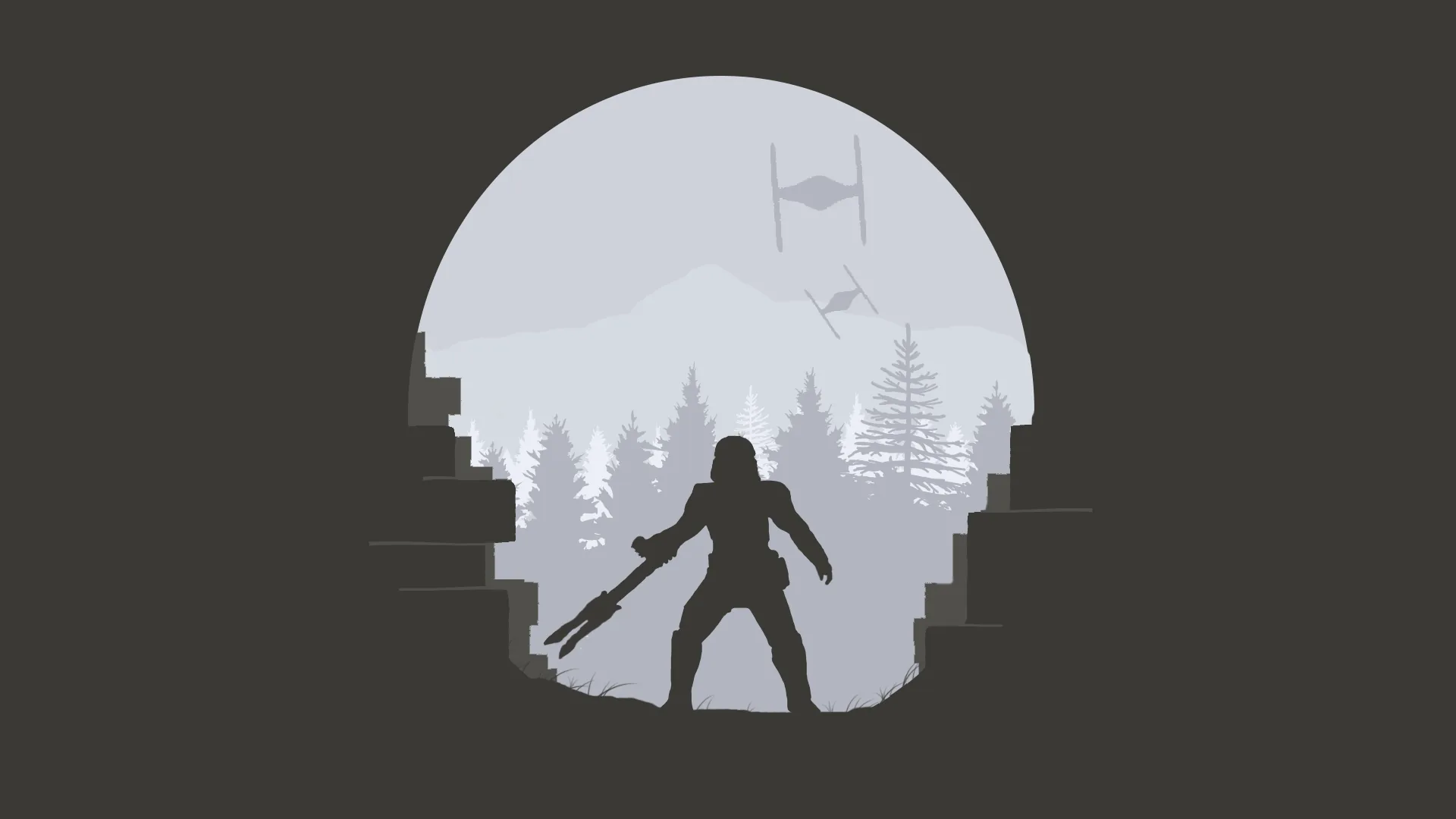 Silhouette guerriero Star Wars minimal, Jedi, 1920x1080 Full HD 1080p, Laptop