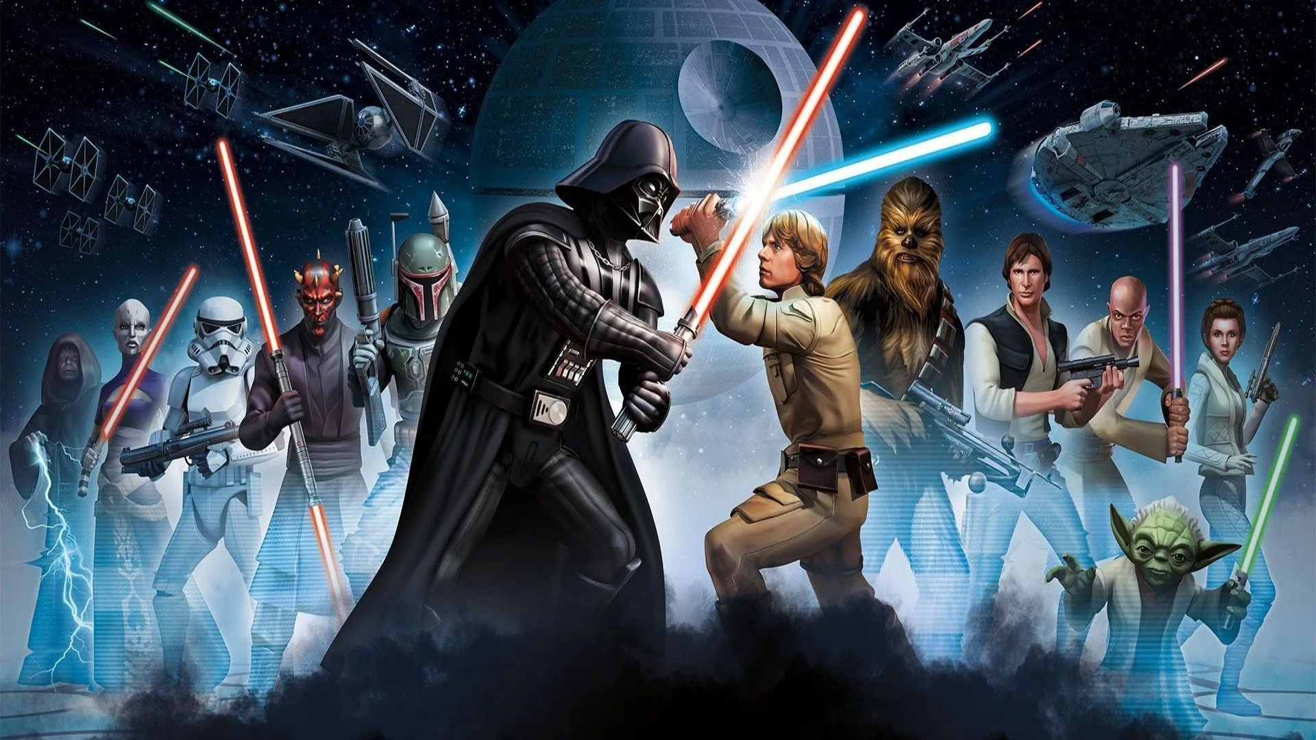 Personaggi Star Wars illustrati, saga fantascientifica, 1920x1080 1080p, Desktop
