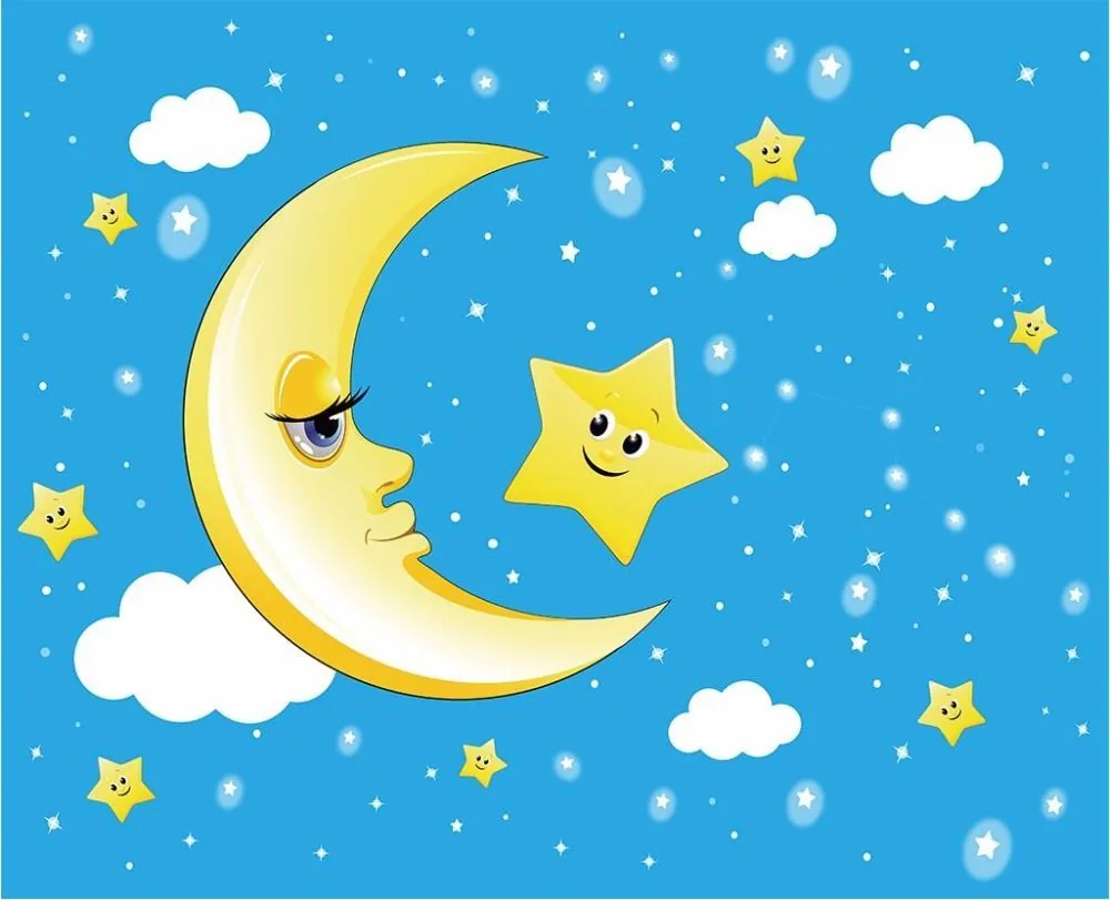 Luna e stella cartoon sorridenti, 1000x811 HD, PC